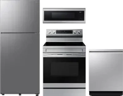 4 Piece Package Includes Refrigerator, Range, Microwave And Dishwasher