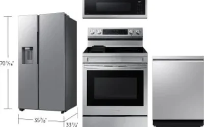 4 Piece Package Includes Refrigerator, Range, Microwave And Dishwasher