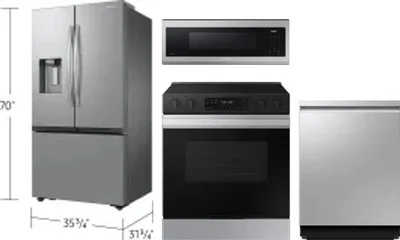 4 Piece Package Includes Refrigerator, Range, Microwave And Dishwasher