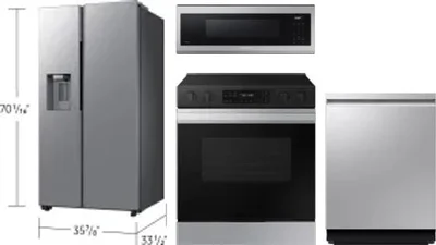 4 Piece Package Includes Refrigerator, Range, Microwave And Dishwasher