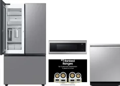 4 Piece Package Includes Refrigerator, Range, Microwave And Dishwasher