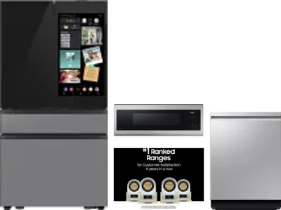 4 Piece Package Includes Refrigerator, Range, Microwave And Dishwasher