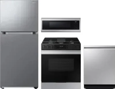 4 Piece Package Includes Refrigerator, Range, Microwave And Dishwasher