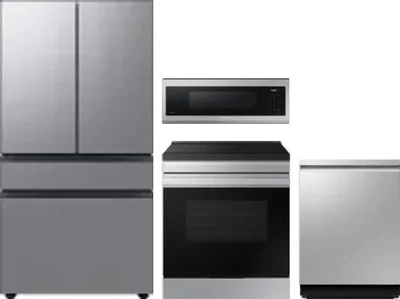 4 Piece Package Includes Refrigerator, Range, Microwave And Dishwasher