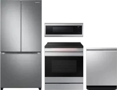 4 Piece Package Includes Refrigerator, Range, Microwave And Dishwasher