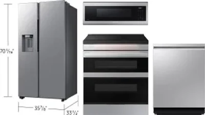 4 Piece Package Includes Refrigerator, Range, Microwave And Dishwasher