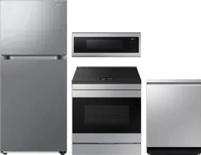 4 Piece Package Includes Refrigerator, Range, Microwave And Dishwasher