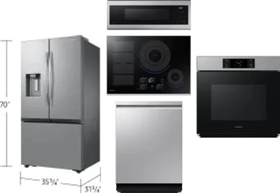 5 Piece Package Includes Refrigerator, Cooktop, Wall Oven, Microwave And Dishwasher