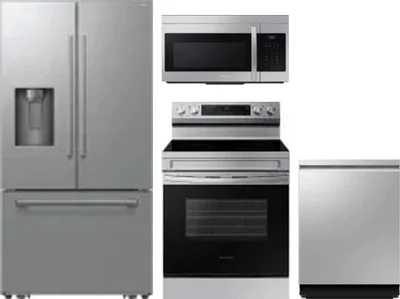 4 Piece Package Includes Refrigerator, Range, Microwave And Dishwasher