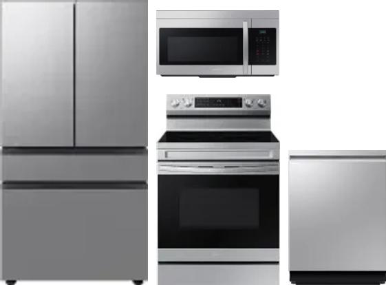 4 Piece Package Includes Refrigerator, Range, Microwave And Dishwasher
