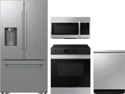 4 Piece Package Includes Refrigerator, Range, Microwave And Dishwasher