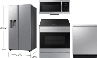 4 Piece Package Includes Refrigerator, Range, Microwave And Dishwasher