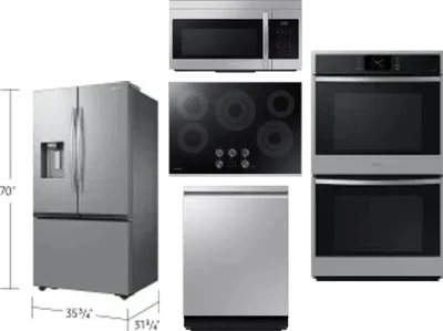 5 Piece Package Includes Refrigerator, Cooktop, Wall Oven, Microwave And Dishwasher