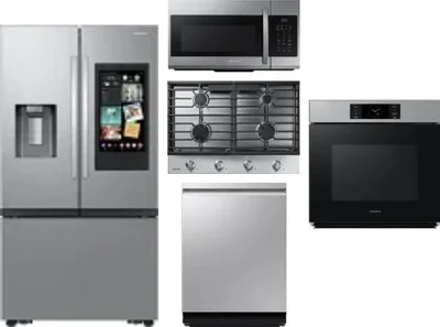 5 Piece Package Includes Refrigerator, Cooktop, Wall Oven, Microwave And Dishwasher