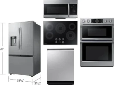 5 Piece Package Includes Refrigerator, Cooktop, Wall Oven, Microwave And Dishwasher