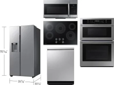 5 Piece Package Includes Refrigerator, Cooktop, Wall Oven, Microwave And Dishwasher