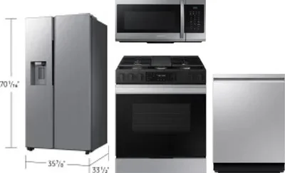 4 Piece Package Includes Refrigerator, Range, Microwave And Dishwasher