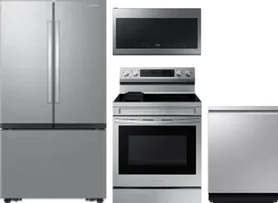 4 Piece Package Includes Refrigerator, Range, Microwave And Dishwasher
