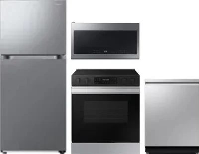 4 Piece Package Includes Refrigerator, Range, Microwave And Dishwasher