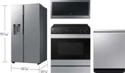 4 Piece Package Includes Refrigerator, Range, Microwave And Dishwasher