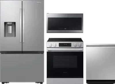 4 Piece Package Includes Refrigerator, Range, Microwave And Dishwasher