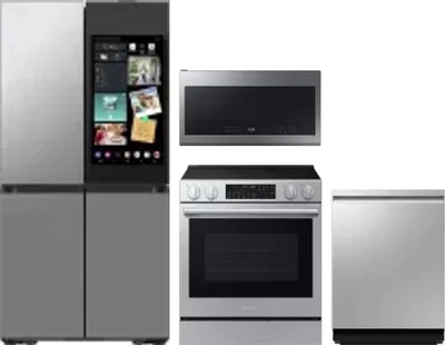 4 Piece Package Includes Refrigerator, Range, Microwave And Dishwasher