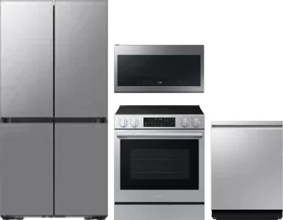 4 Piece Package Includes Refrigerator, Range, Microwave And Dishwasher