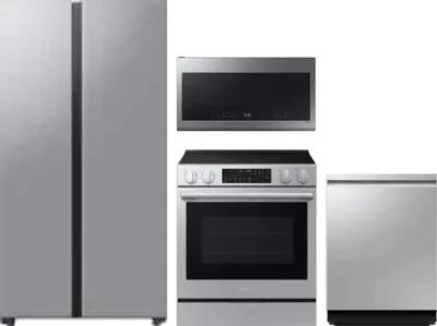 4 Piece Package Includes Refrigerator, Range, Microwave And Dishwasher