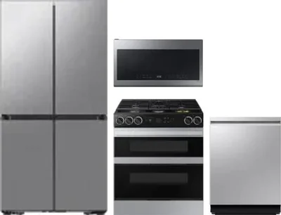 4 Piece Package Includes Refrigerator, Range, Microwave And Dishwasher