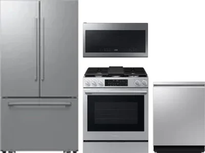 4 Piece Package Includes Refrigerator, Range, Microwave And Dishwasher