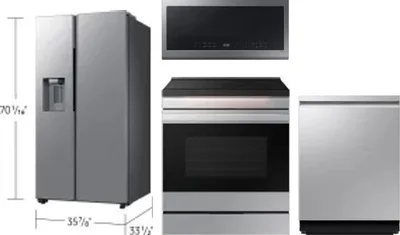 4 Piece Package Includes Refrigerator, Range, Microwave And Dishwasher