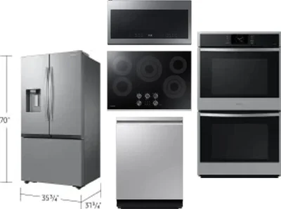 5 Piece Package Includes Refrigerator, Cooktop, Wall Oven, Microwave And Dishwasher