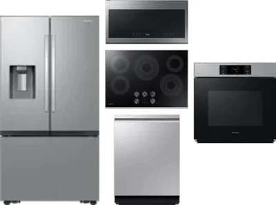 5 Piece Package Includes Refrigerator, Cooktop, Wall Oven, Microwave And Dishwasher