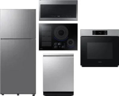5 Piece Package Includes Refrigerator, Cooktop, Wall Oven, Microwave And Dishwasher