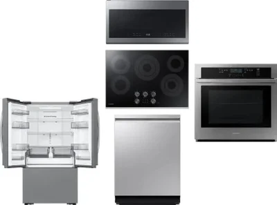 5 Piece Package Includes Refrigerator, Cooktop, Wall Oven, Microwave And Dishwasher