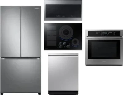 5 Piece Package Includes Refrigerator, Cooktop, Wall Oven, Microwave And Dishwasher