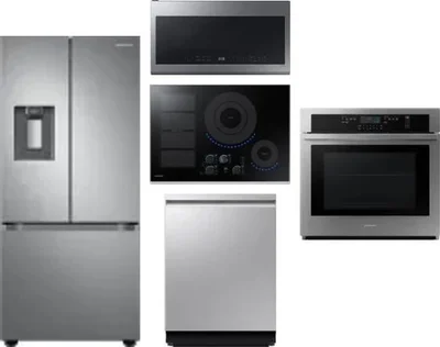 5 Piece Package Includes Refrigerator, Cooktop, Wall Oven, Microwave And Dishwasher