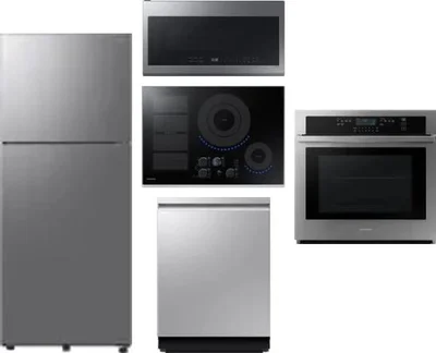 5 Piece Package Includes Refrigerator, Cooktop, Wall Oven, Microwave And Dishwasher