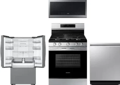 4 Piece Package Includes Refrigerator, Range, Microwave And Dishwasher