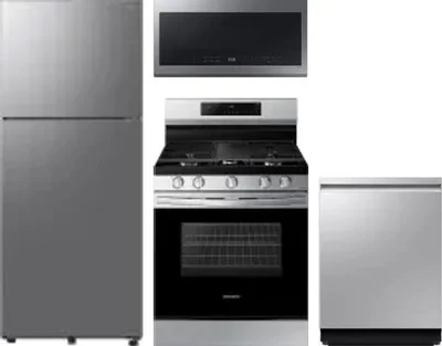 4 Piece Package Includes Refrigerator, Range, Microwave And Dishwasher