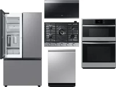5 Piece Package Includes Refrigerator, Cooktop, Wall Oven, Microwave And Dishwasher