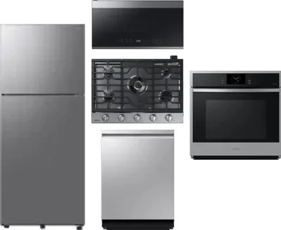 5 Piece Package Includes Refrigerator, Cooktop, Wall Oven, Microwave And Dishwasher