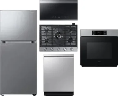 5 Piece Package Includes Refrigerator, Cooktop, Wall Oven, Microwave And Dishwasher