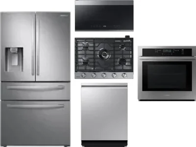 5 Piece Package Includes Refrigerator, Cooktop, Wall Oven, Microwave And Dishwasher