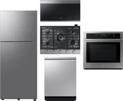 5 Piece Package Includes Refrigerator, Cooktop, Wall Oven, Microwave And Dishwasher