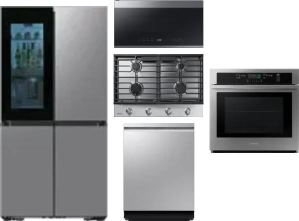 5 Piece Package Includes Refrigerator, Cooktop, Wall Oven, Microwave And Dishwasher