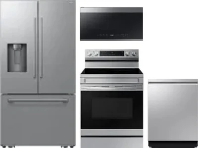 4 Piece Package Includes Refrigerator, Range, Microwave And Dishwasher