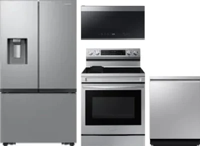 4 Piece Package Includes Refrigerator, Range, Microwave And Dishwasher