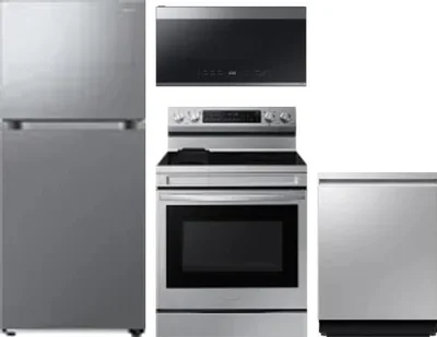 4 Piece Package Includes Refrigerator, Range, Microwave And Dishwasher