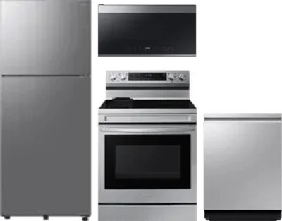 4 Piece Package Includes Refrigerator, Range, Microwave And Dishwasher